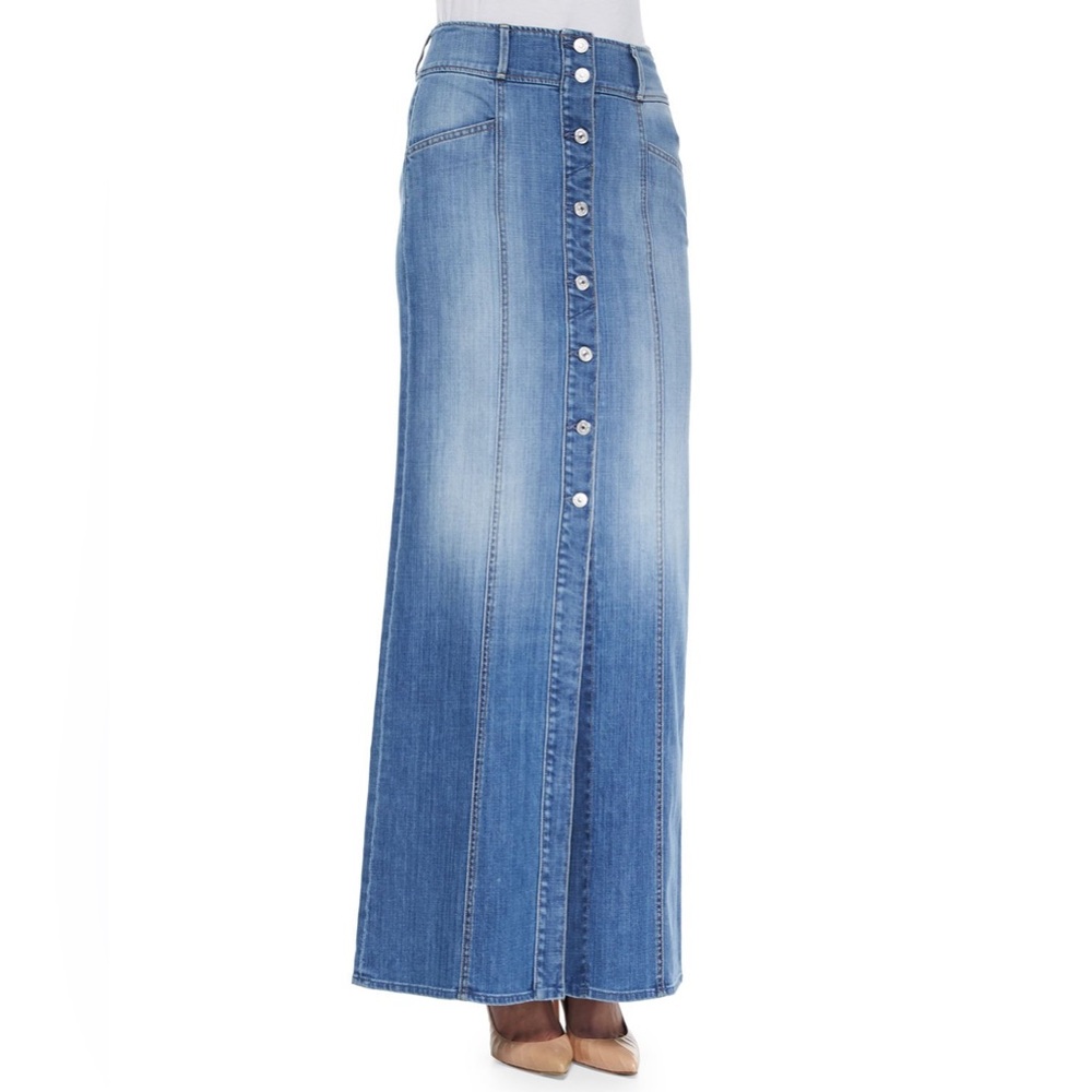 Seven For All Mankind Slim Stretch Denim Maxi Skirt Size 25